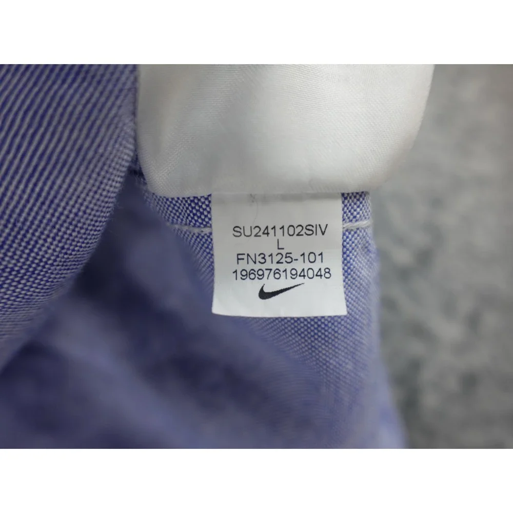 Nike Oxford Button Down Shirt Mens Large‎ Blue Long Sleeve Swoosh Logo